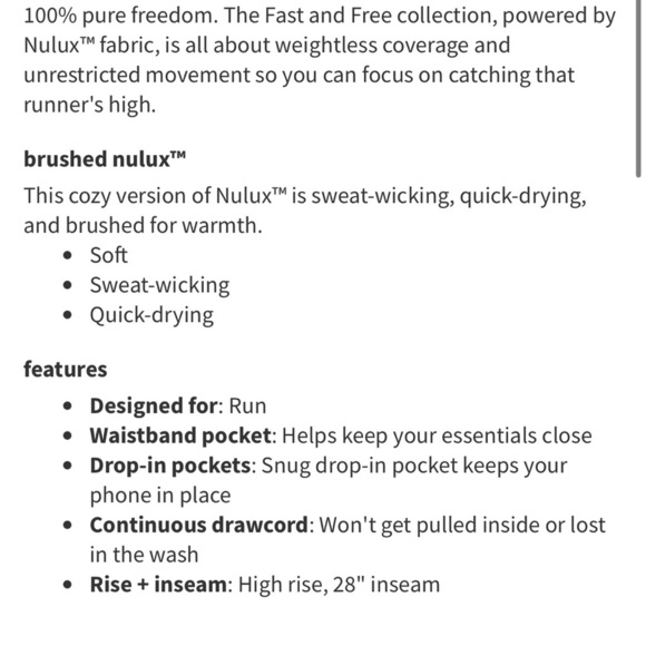 lululemon Fast and Free *Brushed High-Rise Tight 28" Mulled Wine Size 2 - Picture 4 of 15